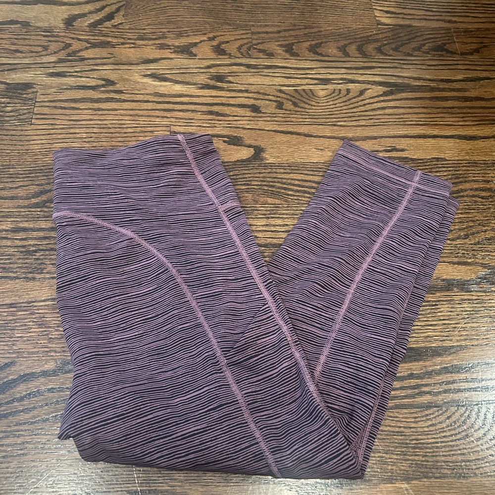 Athleta Purple and Black Striped Leggings